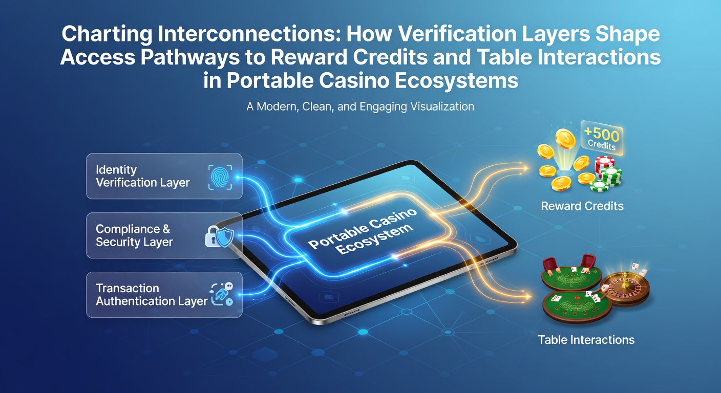 Diagram showing verification layers connecting to reward credits and mobile table game access in casino apps