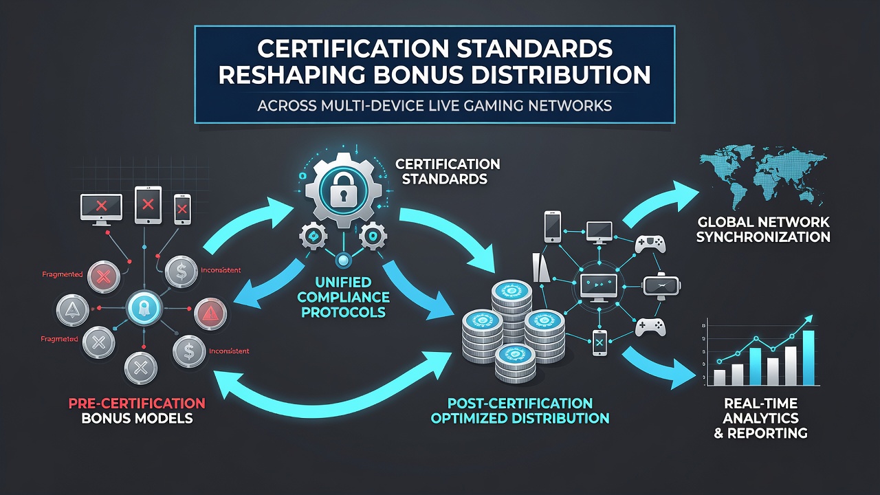 Network diagram showing certified bonus pathways between mobile and desktop live tables